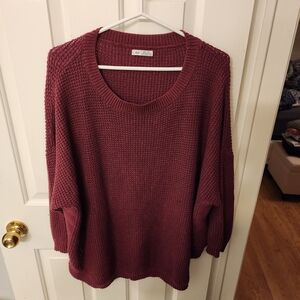Dex Women's Size 3X Burgundy Purple Comfy Crew Neck Sweater